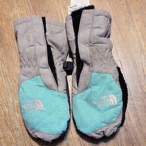 The North Face Gray and Aqua Mittens For Toddlers